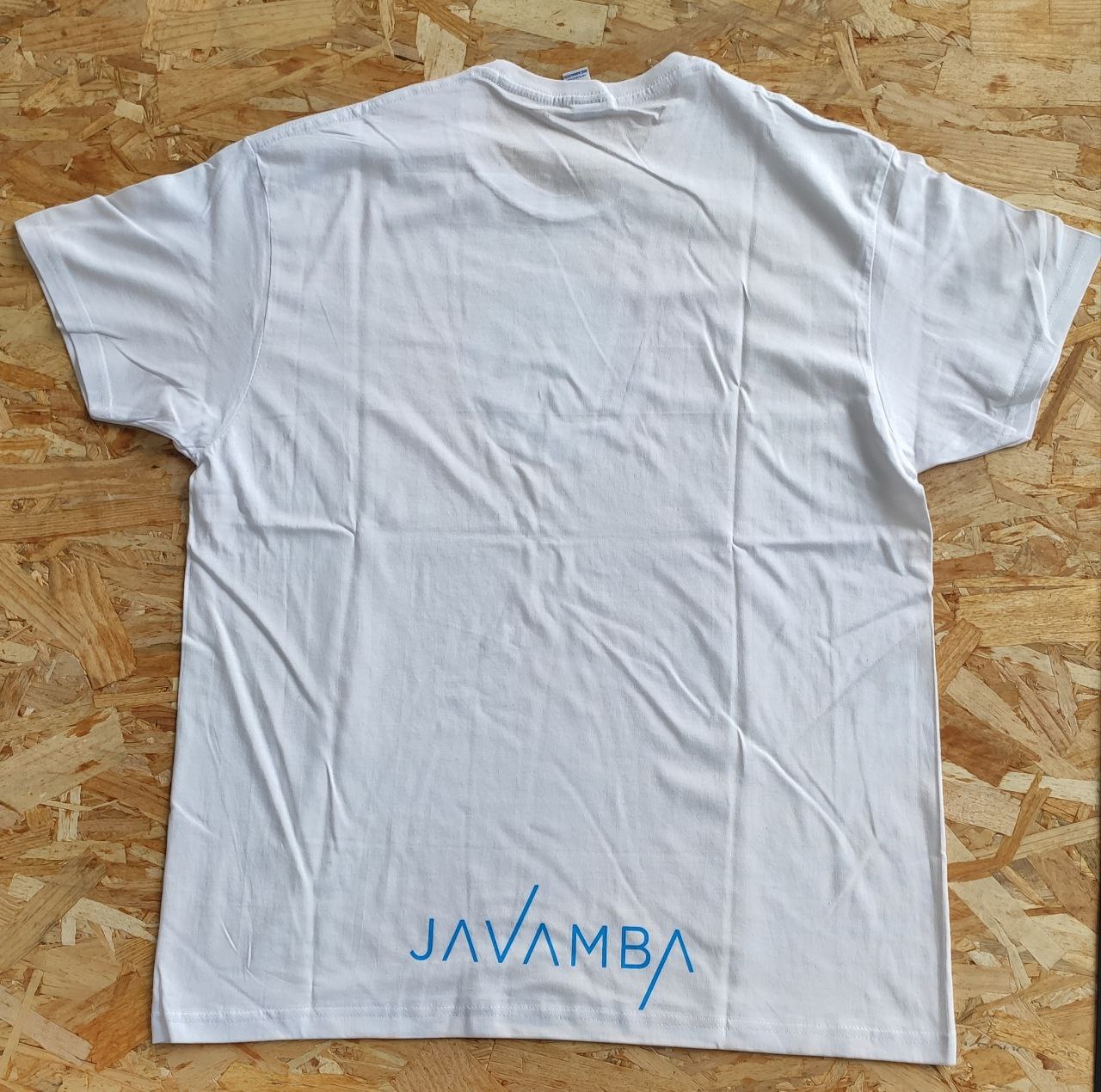 Camiseta Blanca Logo JAVAMBA Azul claro